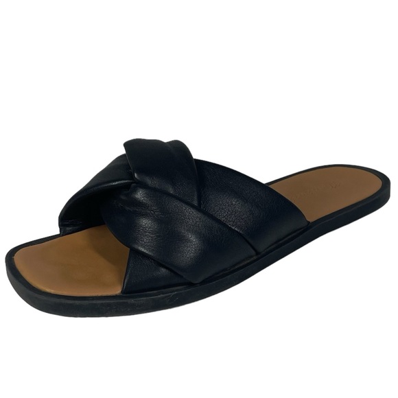 Madewell Jayna Braided Slide Sandal Size 7 Black Leather Slip-on Shoes - Picture 1 of 6